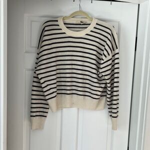 Madewell Brown and Cream Striped Cashmere Sweater